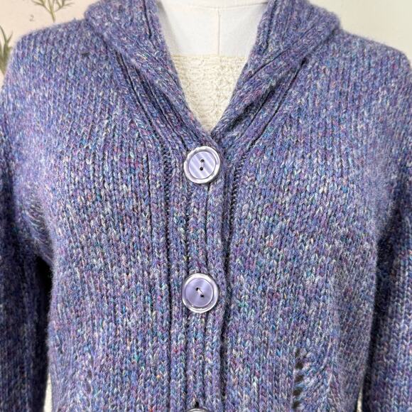 Vintage 90s Y2k Purple Multi Collared Cardigan Sweater Whimsy Twee Whimsigoth S - Picture 3 of 5